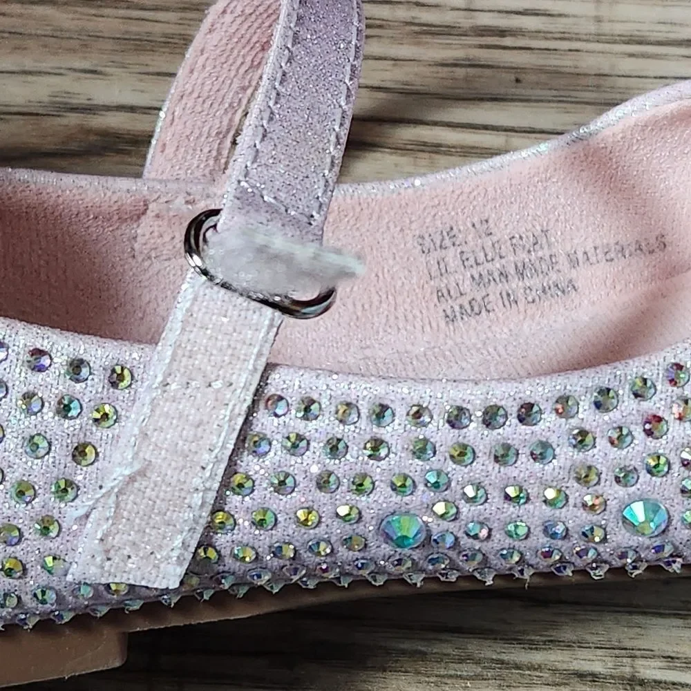 Kelly & Katie Lil Elle Flat -- Girls' Size 12 -- Rhinestones -- Blush Sparkle